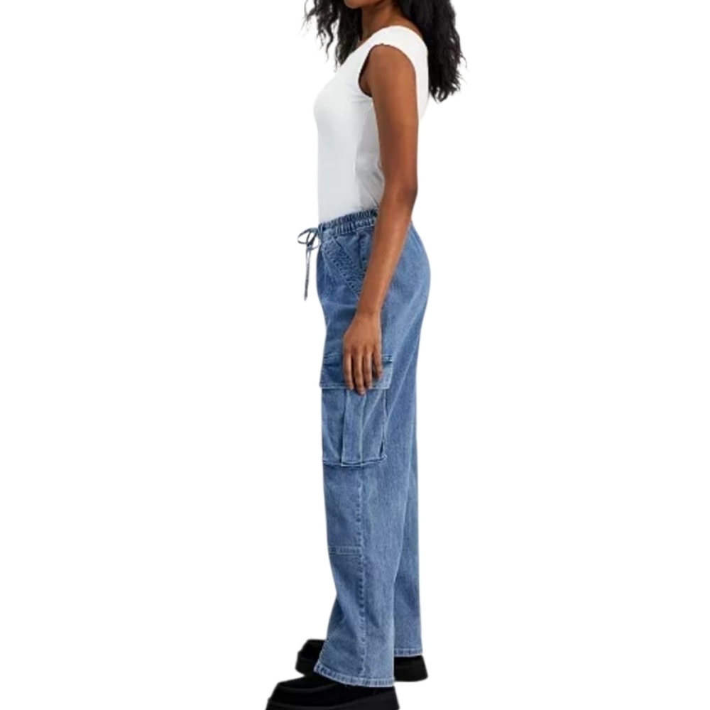 Madden NYC Wide Leg Cargo Drawstring Waist Skater Jeans Size XL - Picture 2 of 14